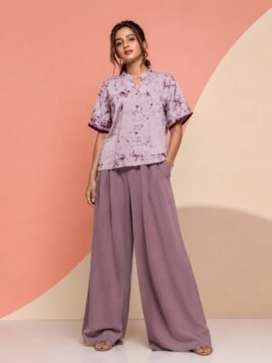 Hand Batik OLD KOLKATA LANDSCAPE Anti- Fit Off-White  Base Color  with Maroon Crack Shirt in Malai Cotton Silk with Chinese Collar .