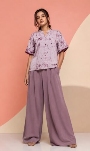 Hand Batik OLD KOLKATA LANDSCAPE Anti- Fit Off-White  Base Color  with Maroon Crack Shirt in Malai Cotton Silk with Chinese Collar .